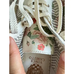 Vince Camuto Floral Perforated Leather Espadrille Platform Sneakers‎ White 7.5 thumbnail 4
