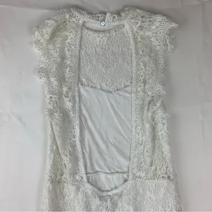 Free People size medium white lace mini dress new bridal anthro open back thumbnail 12