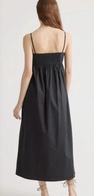 NWT Quince women's 100% organic cotton Sleeveless black maxi dress Sz XS thumbnail 2