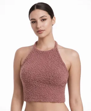 NWT SKIMS Cozy Rose Brown Halter Top L/XL thumbnail 1