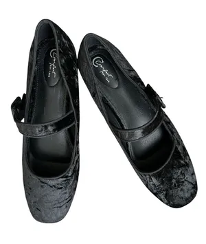 C Comfort Est 1946 Velvet Mary Jane Ballet Flats in Black thumbnail 1