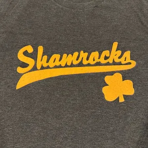 Old Navy shamrocks clover embroidered yellow dark charcoal grey cotton blend tee thumbnail 2