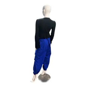H&M Divided Womens‎ L Blue Cotton Parachute balloon Cargo Pants Baggy Joggers thumbnail 3