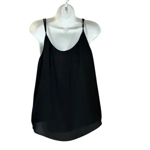 Babaton Aritzia Black Deep V-Neck Mesh Camisole Tank Top Medium YPO1-2597-37 thumbnail 2