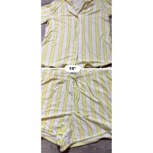 State of Day Womens Small Pajama Set Yellow White Striped Top & Shorts NWT A4020 thumbnail 9
