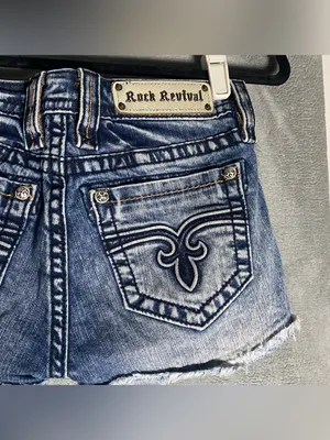 Rock Revival Distressed Dark Blue Denim Shorts with Frayed Hem size 28 Jodie thumbnail 8