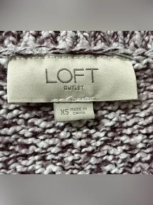 LOFT Marled Knit Crewneck Sweater Women's XS Brown Cream Cotton Blend thumbnail 3