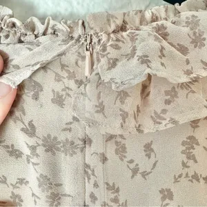 Bardot Alessia Tan Frill Ruffled Long Sleeved Mini Dress Size Medium 8 thumbnail 7