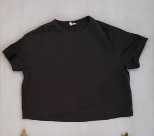 ASOS Black Boxy Crop Short Sleeve T-Shirt Women’s/Teens Size 8. thumbnail 1