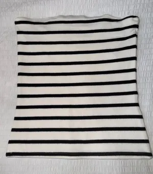 H&M Rib-Knit Strapless Bandeau Top - Striped thumbnail 1
