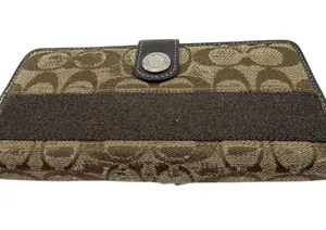 Coach Signature C Slim Brown Coated Canvas Leather Wallet thumbnail 1