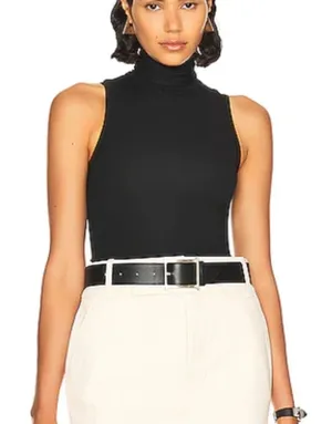HELSA Jersey Cropped Turtleneck Top‎ Black X-Small thumbnail 1