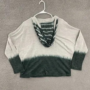 YA Los Angeles Women M Gray Green Dip Dye Pullover Casual Hoodie‎ thumbnail 6