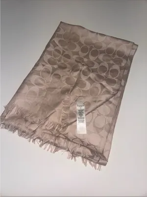 Coach Women's Signature Scarf Taupe Silk Blend thumbnail 3