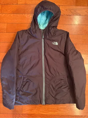 The North Face Reversible Hooded Puffer Jacket NWOT Gray Teal - P2P 20" thumbnail 2