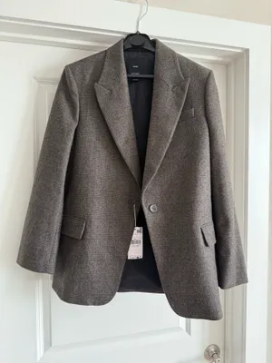 NWT Mango Micro Houndstooth Wool Blazer thumbnail 3