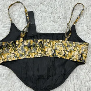 Lioness Tanis Corset 90's Brocade Floral Gold Black Structured Top Size M NEW thumbnail 4
