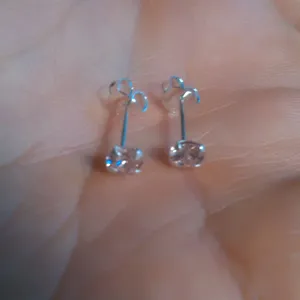 Simulated Pink Diamond Sterling Silver Stud Earrings thumbnail 2