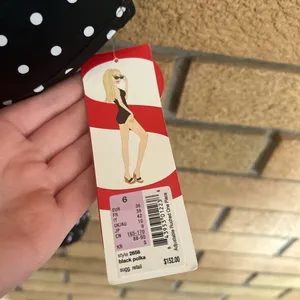 NWT SPANX Womens Black Polka Dot Adjustable Ruched One Piece Swimsuit Size 6 thumbnail 2