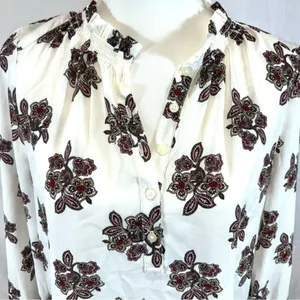 Loft long sleeve white floral print blouse top size small thumbnail 5