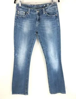 Miss Me Womens Jeans Easy Boot Medium Wash Fading Embellished Size 29 thumbnail 1