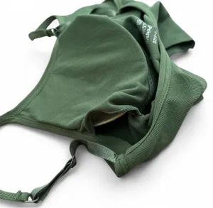 Olive Green Minimalist Sports Bra with Adjustable Straps thumbnail 10