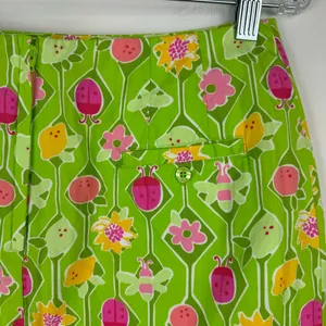 Vtg Lilly Pulitzer Green Floral Spring Mini Skirt Sz 10 Lime Lemon Ladybug thumbnail 9