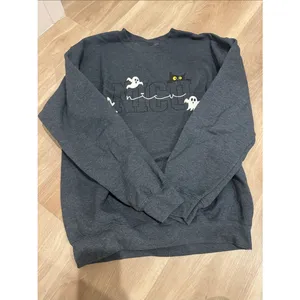 Gildan NICU Ghost & Black Cat Graphic Sweatshirt thumbnail 3