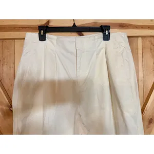 Abercrombie & Fitch 100% Cotton High Rise Wide Leg Pleated Trousers Cream 32S thumbnail 6