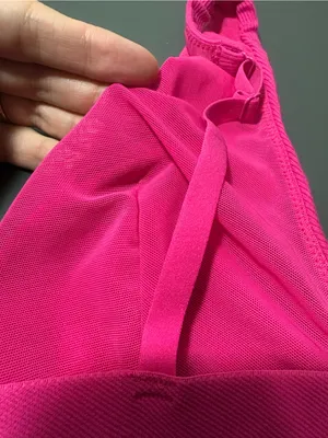 SKIMS Ribbed Cotton Blend Plunge Pink Bralette thumbnail 7