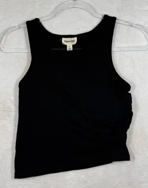 Open‎ Edit Womens Black Ruched Asymmetrical Tank Top Size M ED480195MI thumbnail 1