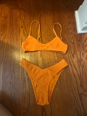 PacSun Orange Georgia Scrunch Bikini Set thumbnail 4