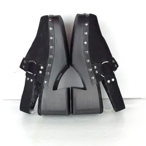 Nasty Gal Slingback Platform Clogs 37 EU Black Suede Studded Square Toe Goth Y2K thumbnail 10