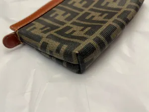 Fendi Zippered Small Wallet/Pouch, Zucca Pattern and Leather Trim thumbnail 6