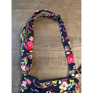 Vera Bradley Crossbody Hipster‎ Bag Ribbons Retired Pattern Purple Navy Blue thumbnail 6