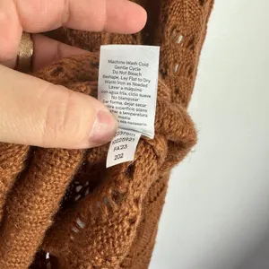 Venus Crochet Knit Sweater‎ Womens Small Brown Hooded Fringe Cropped Boho Indie thumbnail 5