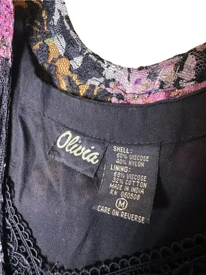 Olivia Floral Black Lace Slip Midi Dress Size M 90s Vintage thumbnail 7
