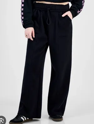 Planet Heart Black Foldover Wide Leg Sweatpants thumbnail 1