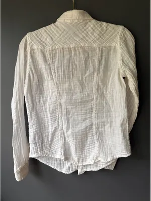 BDG White Button-Up Long Sleeve Shirt, Medium thumbnail 2