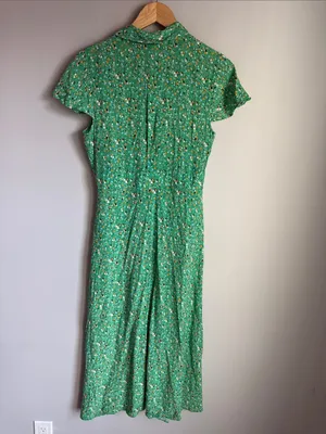 Whistles Green Ditsy Blossom Midi Shirt Dress 6 thumbnail 3