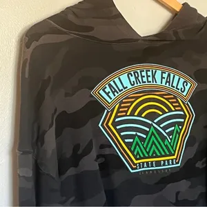 Fall Creek Falls State Park Tenesse Camo Cropped Hoodie Sweatshirt Black Large thumbnail 4