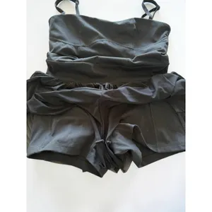 Blogilates Women Black‎ Skirted Active Romper Shorts Mesh Overlay Small thumbnail 3