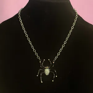Rhinestone black spider necklace thumbnail 1