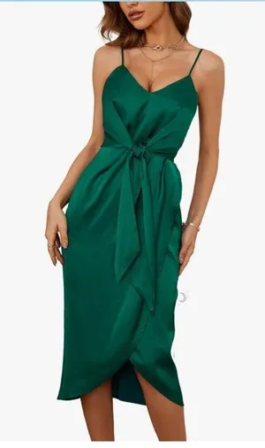 Green Satin dress thumbnail 1