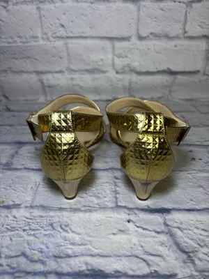 Jimmy Choo Gold Size 37 Slingback Sandals Quiet Luxury Snakeskin Leather Finish thumbnail 5
