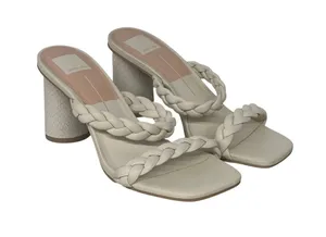 Dolce vita sz8 Women's Pang Heeled Sandal cream braided slip on open thumbnail 1