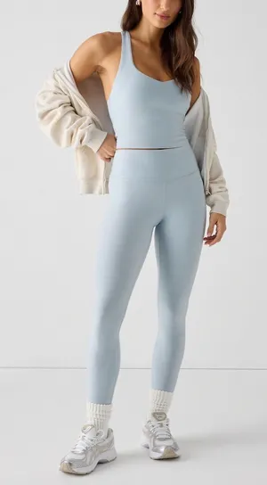 #67 Fabletics Light Blue Heather Flex High-Waisted Leggings Size XL thumbnail 1