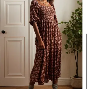 Urban Outfitters Lottie Chocolate Floral Tie-Back Midi Dress size L thumbnail 2