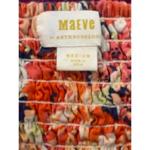 Anthropologie MAEVE Floral Ruched Tube Top Size Medium M FEMININE SEXY Smocked thumbnail 4