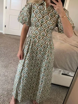 Tuckernuck Mimi Midi Dress Small Floral Puff Sleeve Cottagecore Cotton thumbnail 2